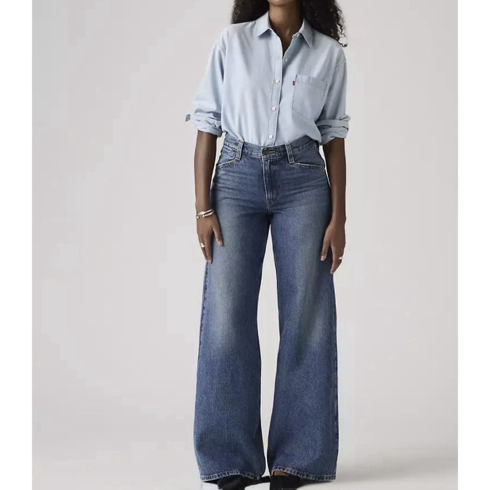 NWT Levi's 94 Baggy Wide Leg Jeans Womens 26x31 Midrise Retro Blue Denim Levis